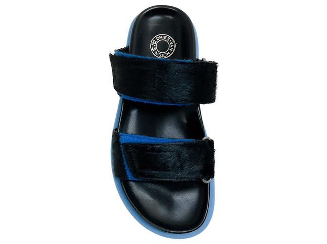 Sandali Dries van Noten con strap in velcro in pelle di vitello Nero / Blu - vista 4