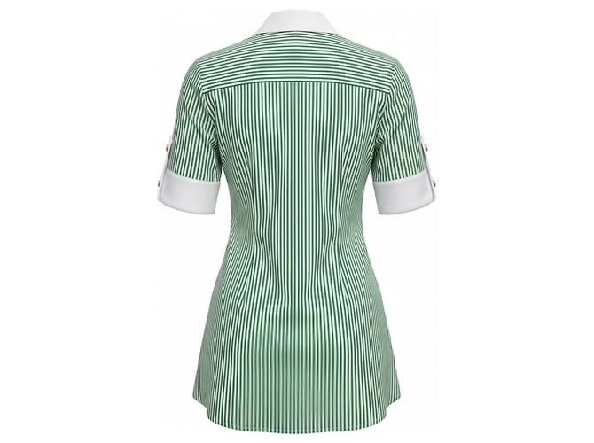 Blusa de manga curta com botões e listras verdes e brancas Adam Lippes - vista 2
