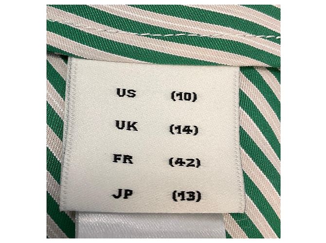Blusa de manga curta com botões e listras verdes e brancas Adam Lippes - vista 4