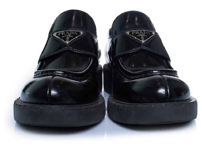 Prada, mocassini in pelle nera lucida Nero - vista 3