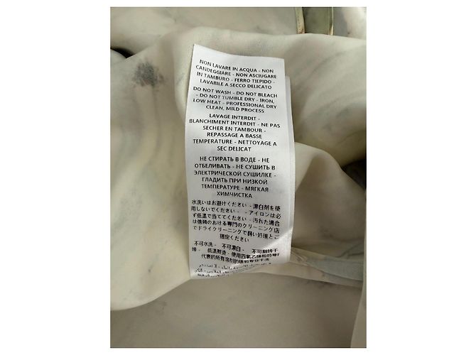 Alexander McQueen Vestido de Seda Estampado Mariposa FW2018 Blanco Beige Verde - vista 10