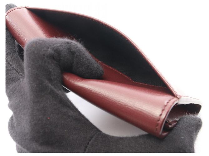 Yves Saint Laurent Bordeaux Leather Card Case - view 10