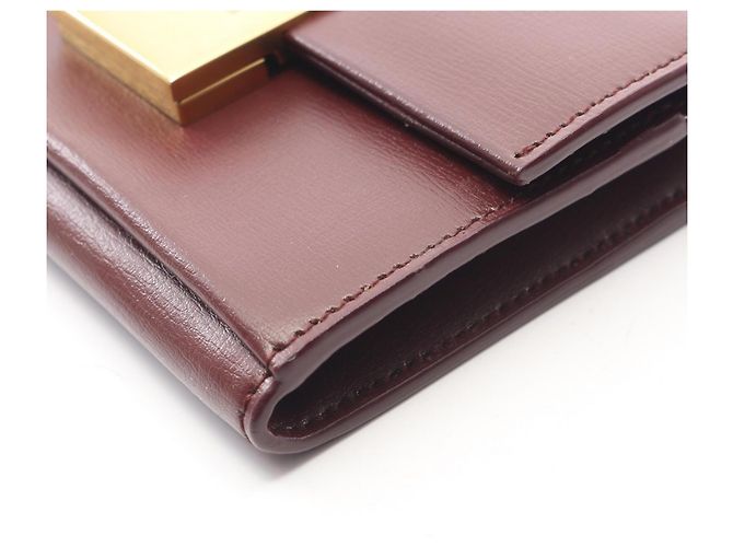 Yves Saint Laurent Bordeaux Leather Card Case - view 6