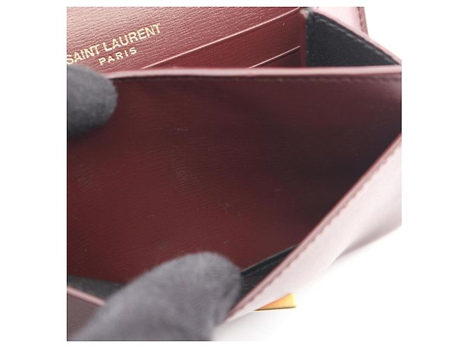 Yves Saint Laurent Bordeaux Leather Card Case - view 9