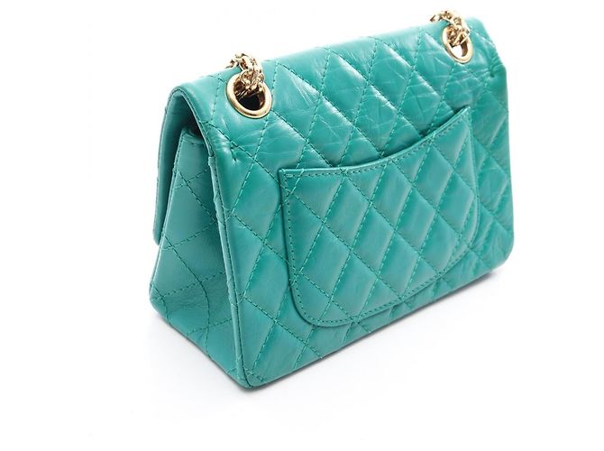 Borsa a tracolla Chanel 2.55 in pelle di vitello verde - vista 2