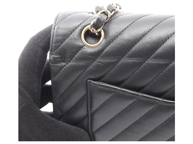 Borsa a tracolla Chanel V-stitch Chevron Double Flap Nero - vista 12