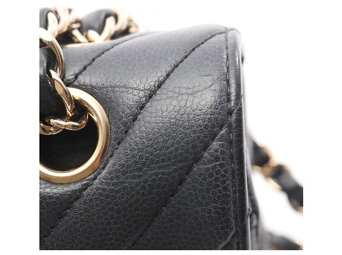 Borsa a tracolla Chanel V-stitch Chevron Double Flap Nero - vista 14