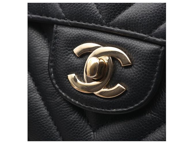 Borsa a tracolla Chanel V-stitch Chevron Double Flap Nero - vista 15