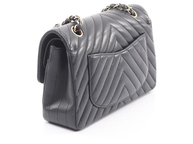 Borsa a tracolla Chanel V-stitch Chevron Double Flap Nero - vista 2