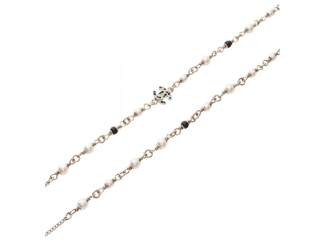 Collana Chanel Year Gift 2025 Coco Mark Bambi Bianco D'oro Verde - vista 4