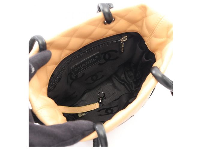 Borsa Tote Chanel Cambon Line Small Nero Beige - vista 3
