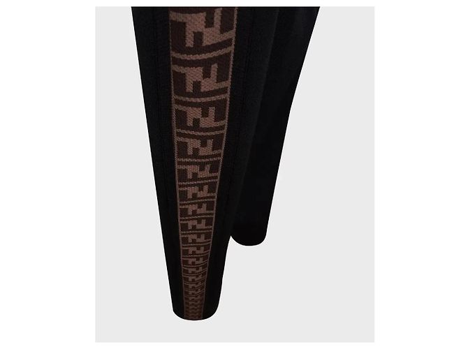 Fendi Black FF Monogram Stripe Stretch Leggings - view 2