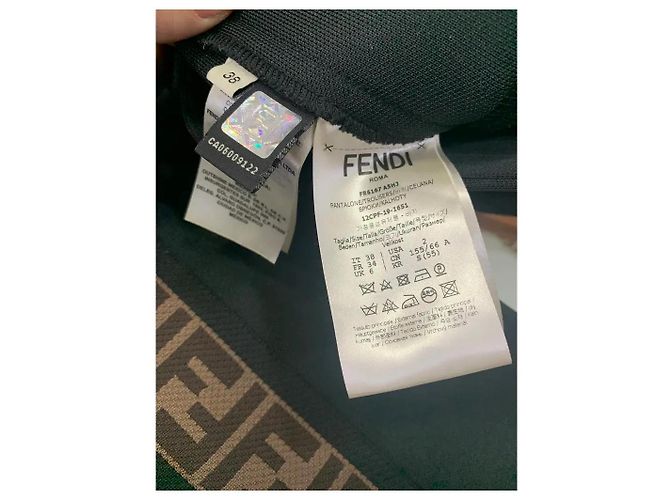 Fendi Black FF Monogram Stripe Stretch Leggings - view 7