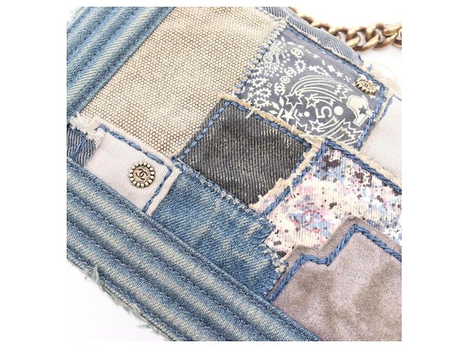 Chanel Boy Patchwork Schultertasche Blau Mehrfarben - Ansicht 10