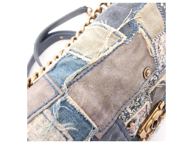 Chanel Boy Patchwork Schultertasche Blau Mehrfarben - Ansicht 8