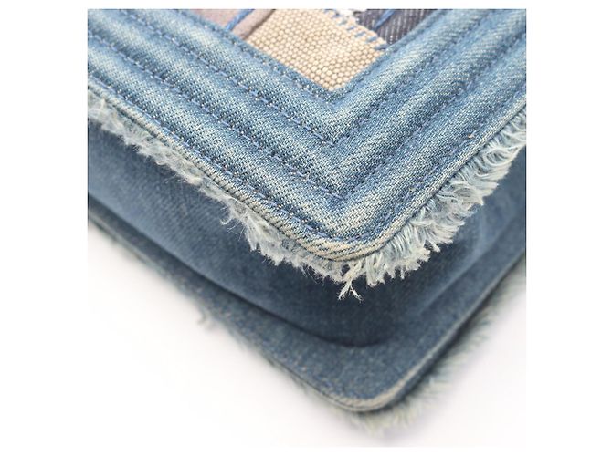Chanel Boy Patchwork Schultertasche Blau Mehrfarben - Ansicht 9