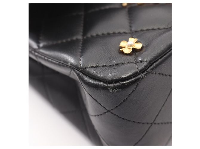 Timeless Borsa a Spalla Chanel Matelassé Double Flap Icon Charm Nero - vista 10