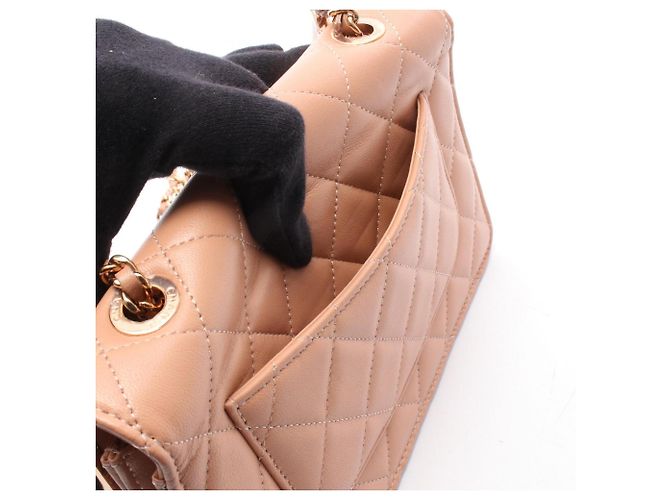 Sac à bandoulière Chanel Matelassé en agneau rose - vue 6