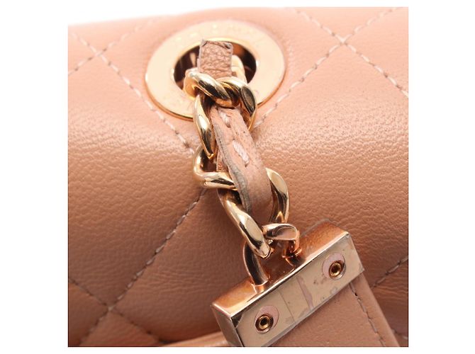 Sac à bandoulière Chanel Matelassé en agneau rose - vue 7
