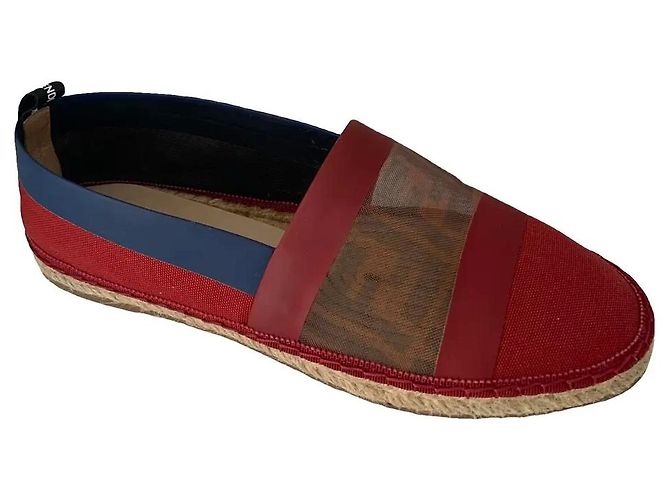 Fendi FF Mesh Espadrilles Canvas Rot/Blau Braun - Ansicht 2