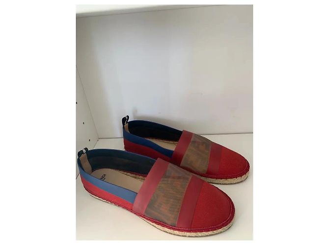 Fendi FF Mesh Espadrilles Canvas Rot/Blau Braun - Ansicht 3