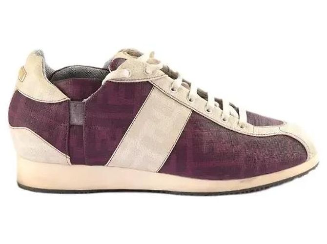 Fendi Canvas Sneaker mit FF-Motiv Weiß Dunkelviolett - Ansicht 2