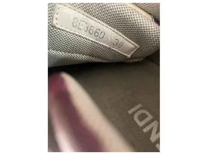 Fendi Canvas Sneaker mit FF-Motiv Weiß Dunkelviolett - Ansicht 3