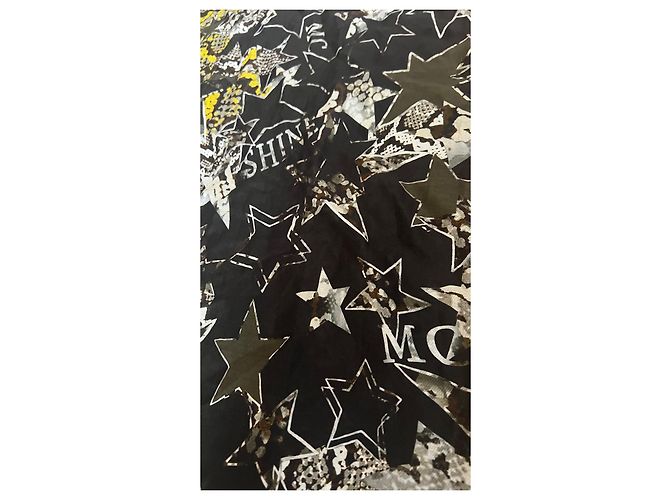 Sciarpa Marc Cain in seta e cotone con stampa stelle e serpente Nero Verde Grigio Giallo Blu chiaro - vista 6