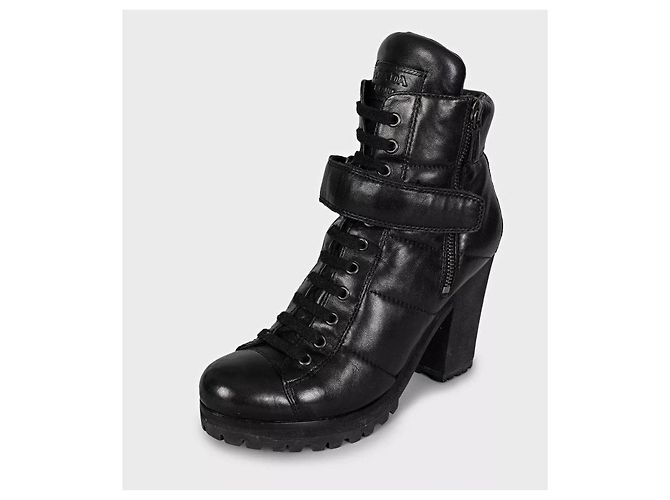 Autre Marque Prada Sport Black Leather Ankle Boots Size 37.5 pre-owned - view 3