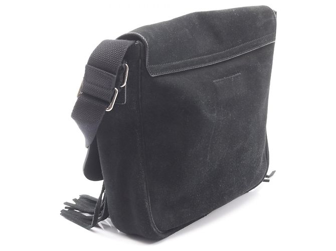 Borsa a tracolla con frange in scamosciato nero Yves Saint Laurent - vista 2