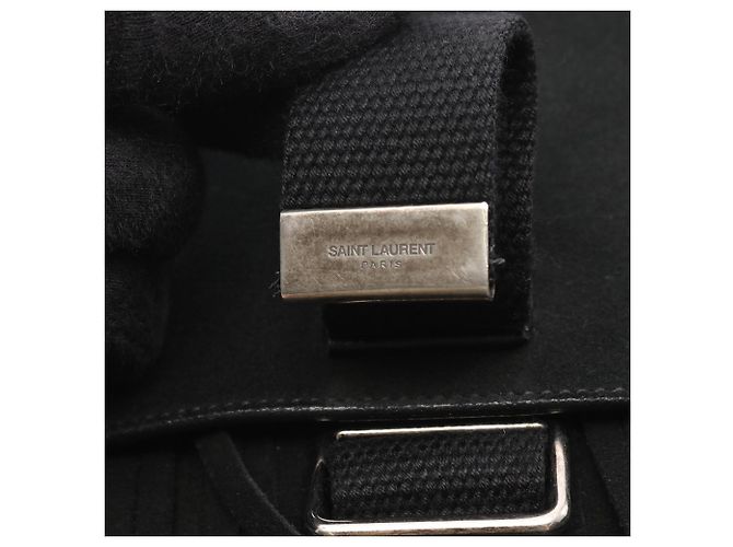 Borsa a tracolla con frange in scamosciato nero Yves Saint Laurent - vista 8
