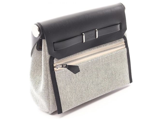 Sac à bandoulière Hermès Herbag Zip Mini Marron Noir - vue 2