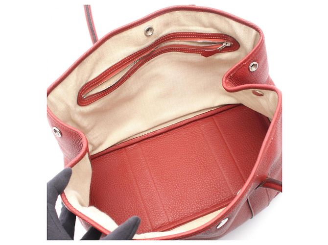 Hermès Borsa Tote Hermes Garden Party PM Rosso - vista 3