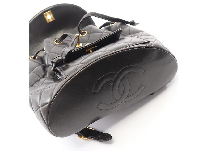 Zaino/Borsa Chanel Matelassé in agnello nero - vista 7