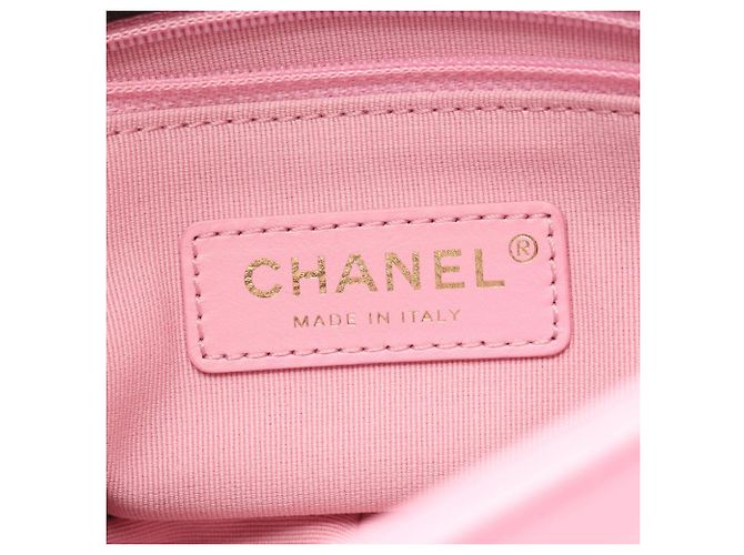 Borsa a Spalla Chanel Mini Matelassé Nero Rosa Beige - vista 4