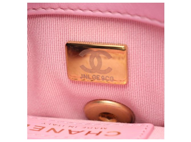 Borsa a Spalla Chanel Mini Matelassé Nero Rosa Beige - vista 5