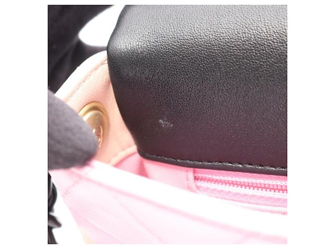 Borsa a Spalla Chanel Mini Matelassé Nero Rosa Beige - vista 6