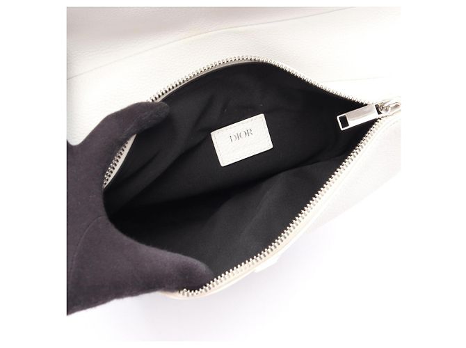Borsa a tracolla e cintura Christian Dior Saddle Bag in pelle bianca Bianco - vista 3