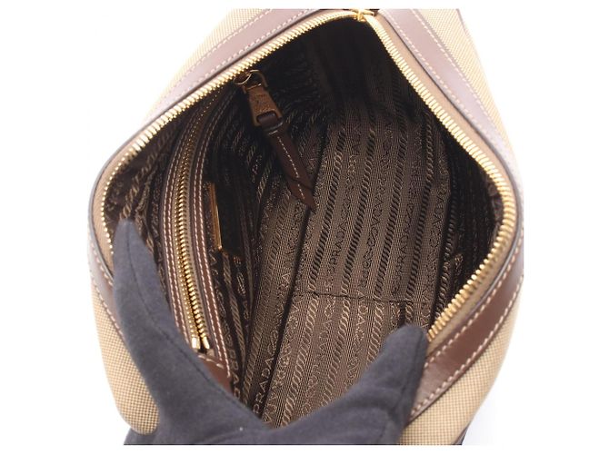 Borsa a tracolla/Borsa a mano in jacquard con LOGO Prada Marrone - vista 3