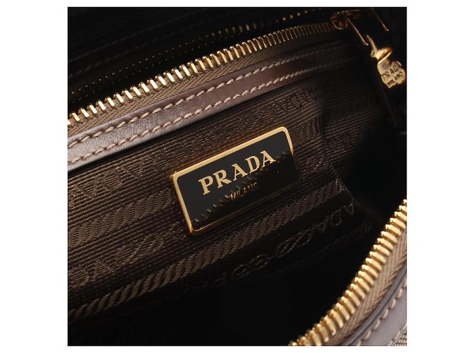 Borsa a tracolla/Borsa a mano in jacquard con LOGO Prada Marrone - vista 4