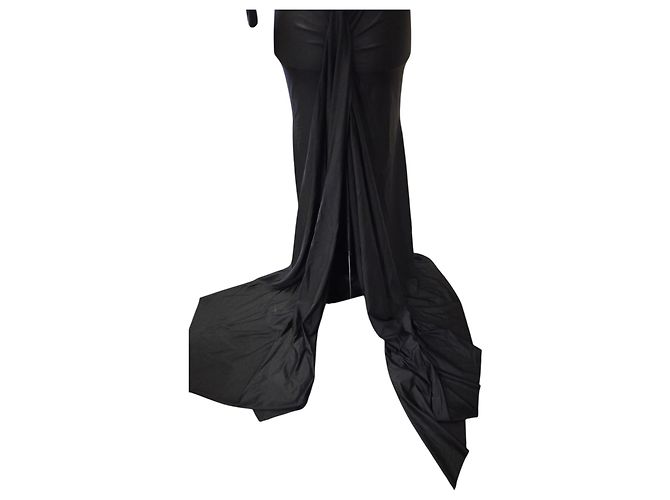 Autre Marque Giuseppe Di Morabito Schwarzes Maxikleid mit Blumenapplikationen - Ansicht 6