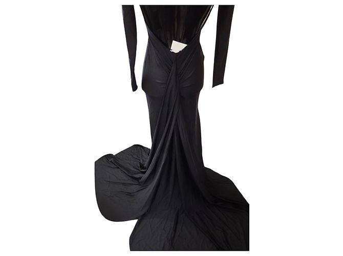 Autre Marque Giuseppe Di Morabito Schwarzes Maxikleid mit Blumenapplikationen - Ansicht 7