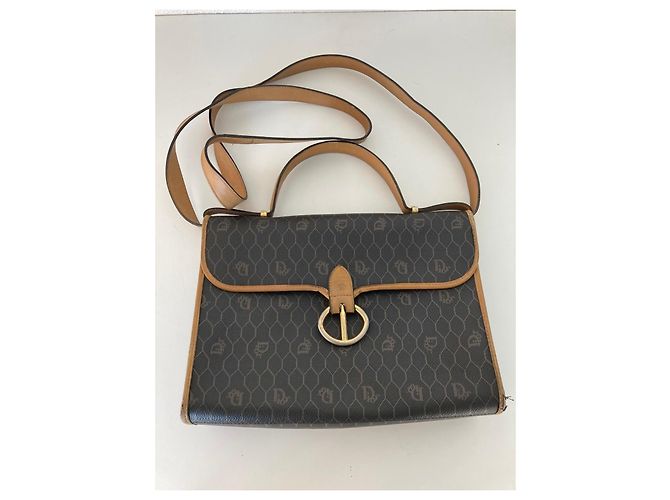 Borsa a mano Dior Monogram in tela e pelle marrone - vista 10