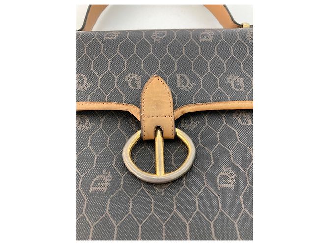 Borsa a mano Dior Monogram in tela e pelle marrone - vista 4