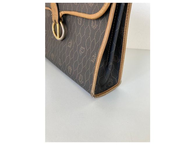 Borsa a mano Dior Monogram in tela e pelle marrone - vista 5