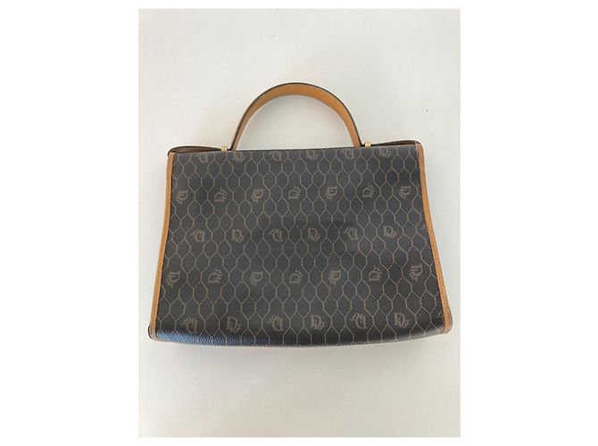 Borsa a mano Dior Monogram in tela e pelle marrone - vista 6