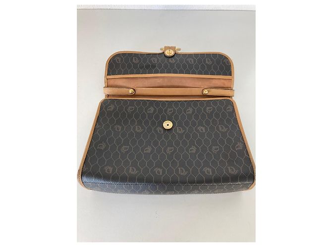 Borsa a mano Dior Monogram in tela e pelle marrone - vista 7