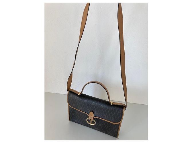 Borsa a mano Dior Monogram in tela e pelle marrone - vista 9
