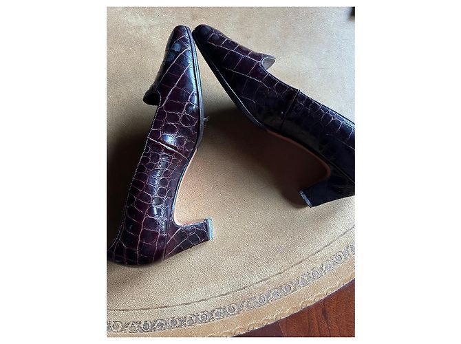Bally Décolleté in pelle di coccodrillo bordeaux Prugna - vista 4