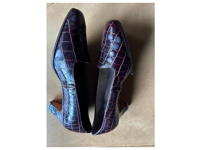 Bally Décolleté in pelle di coccodrillo bordeaux Prugna - vista 5
